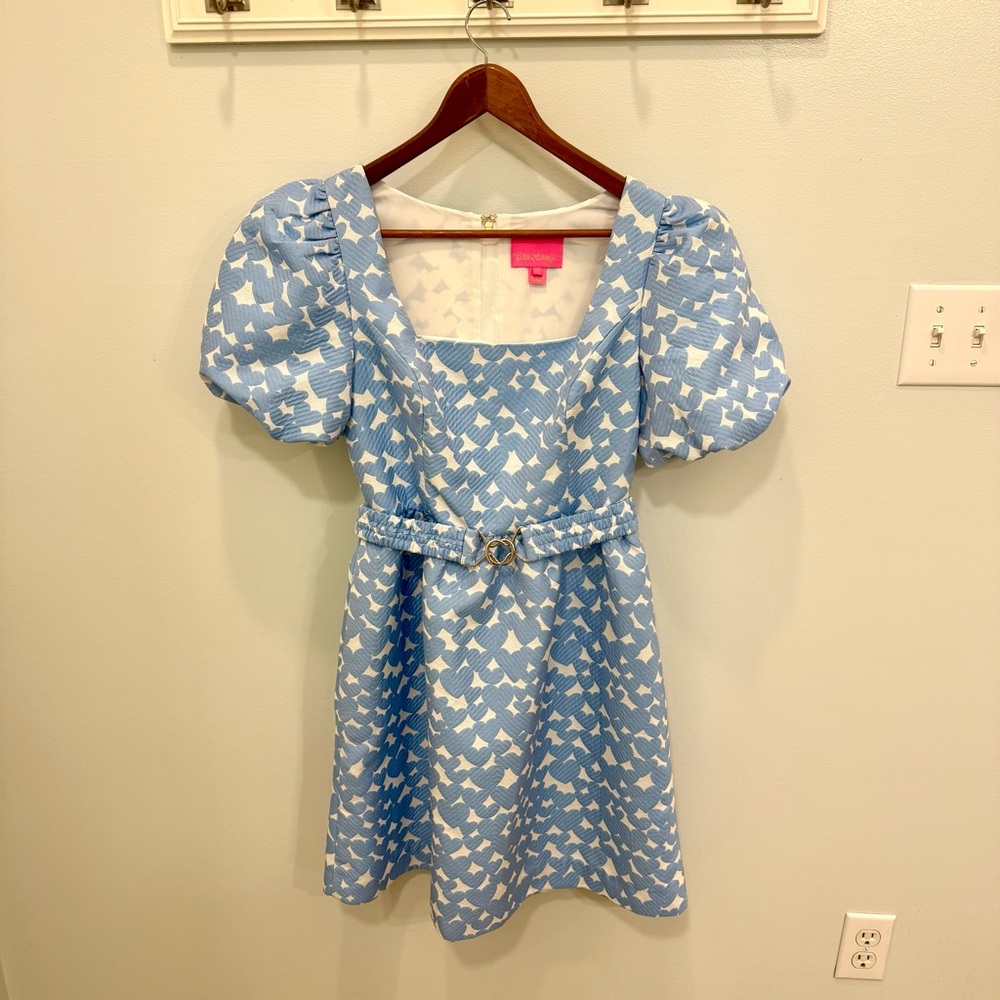 Lilly Pulitzer Kasslyn Belted Heart Jacquard Fit & Flare Dress Size 4